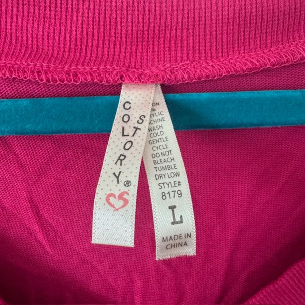 Coltory Pink V-Neck Long Sleeve Knit Top Women's Size L‎ Cotton Blend - Picture 2 of 6